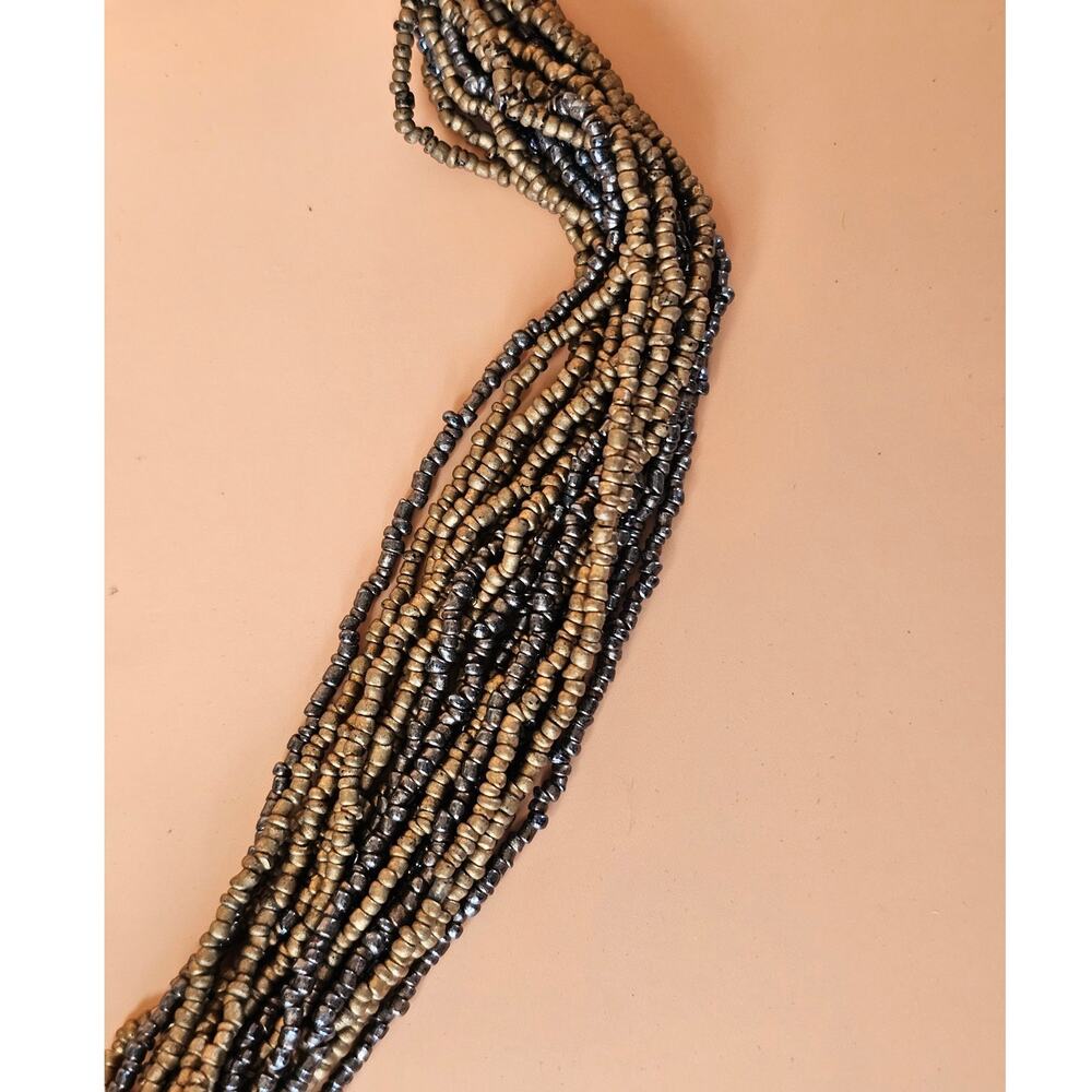 Vintage 80s Maximalist Multi Strand Brown Black Beaded Statement Necklace - Picture 4 of 7